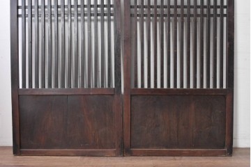 アンティーク建具　大正から昭和初期　和モダンな空間に映える落ち着いた格子戸2枚セット　(R-087978)