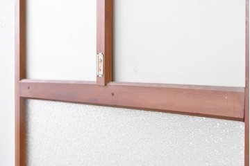 アンティーク建具　昭和中期　ノスタルジックな木製フレームのガラス扉1枚　(R-087980)