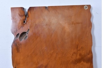 中古　高級品　屋久杉　一枚板　漆塗り　自然美あふれる耳付き座卓　定価約150万円　(R-087984)