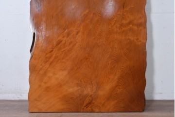 中古　高級品　屋久杉　一枚板　漆塗り　自然美あふれる耳付き座卓　定価約150万円　(R-087984)