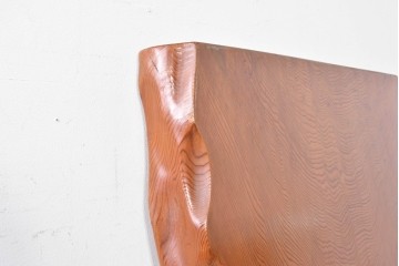 中古　高級品　屋久杉　一枚板　漆塗り　自然美あふれる耳付き座卓　定価約150万円　(R-087985)