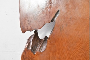 中古　高級品　屋久杉　一枚板　漆塗り　自然美あふれる耳付き座卓　定価約150万円　(R-087985)