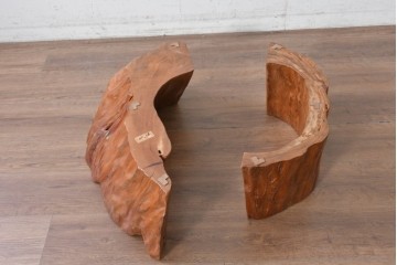 中古　高級品　屋久杉　一枚板　漆塗り　自然美あふれる耳付き座卓　定価約150万円　(R-087985)