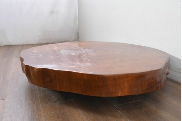 中古　輪切り一枚板　厚みのある一枚板が存在感を放つ平置き座卓　(R-087986)