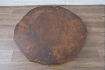 中古　輪切り一枚板　厚みのある一枚板が存在感を放つ平置き座卓　(R-087986)
