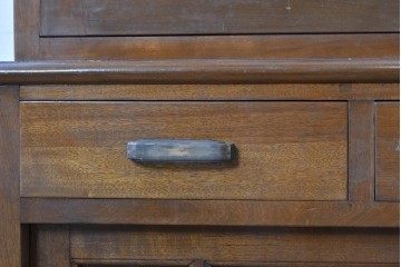 和製ヴィンテージ　樺(カバ)材　ガラス引き戸付きキャビネット　(R-087989)