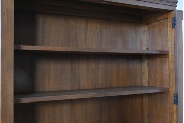 和製ヴィンテージ　樺(カバ)材　ガラス引き戸付きキャビネット　(R-087992)