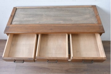 《天板取り付け加工費込み》　和製ヴィンテージ　樺(カバ)材　和洋どちらにも合わせやすい引き出し付きサイドボード　(R-087994)