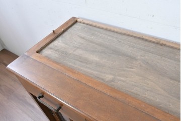 《天板取り付け加工費込み》　和製ヴィンテージ　樺(カバ)材　和洋どちらにも合わせやすい引き出し付きサイドボード　(R-087994)