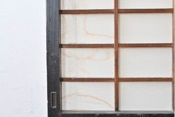 アンティーク建具　明治から大正　黒枠が空間を引き締める障子蔵戸　(R-087997)