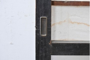 アンティーク建具　明治から大正　黒枠が空間を引き締める障子蔵戸　(R-087997)