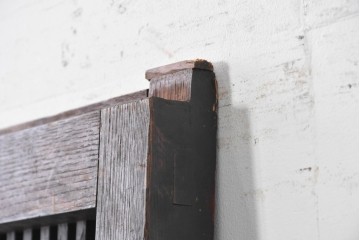 アンティーク建具　明治期　栗材　重厚な金具と繊細な格子が趣深い格子蔵戸1枚　(R-088002)