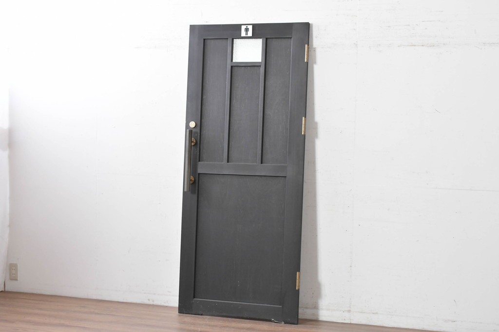 中古建具　職人手作り　シックなカラーがおしゃれな木製ドア1枚　(R-088004)