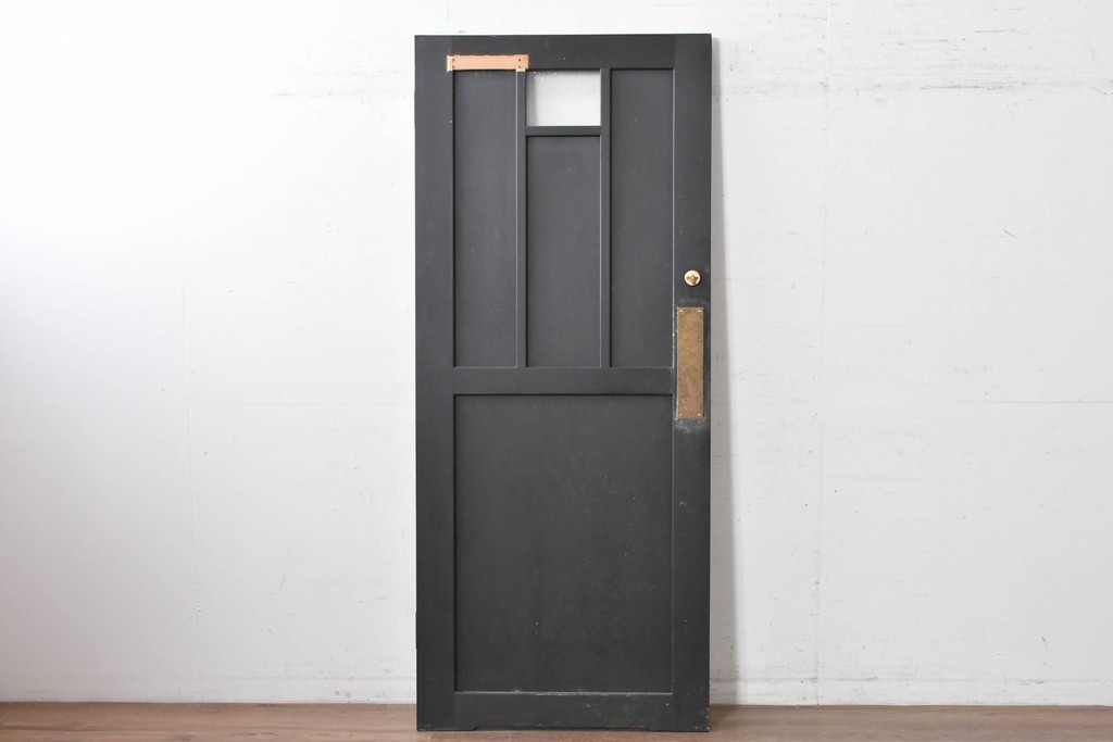 中古建具　職人手作り　シックなカラーがおしゃれな木製ドア1枚　(R-088004)