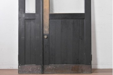 中古建具　店舗用におすすめ!　シックなカラーがお洒落な親子ドア2枚(1対)セット　(R-088006)