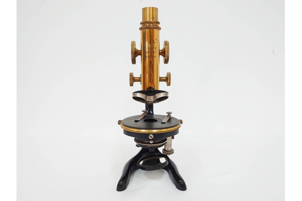 ドイツ　Ernst Leitz Wetzlar(エルンスト・ライツ)　No.189918　レンズ付き顕微鏡　外箱付き　(R-088008)