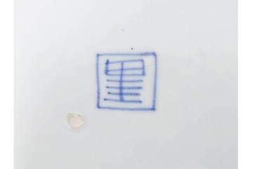 江戸期　古伊万里　染付　草花文・唐草文　輪花形　直径約41cm(1尺3寸)　緻密なデザインが目を引く大皿　(R-088010)