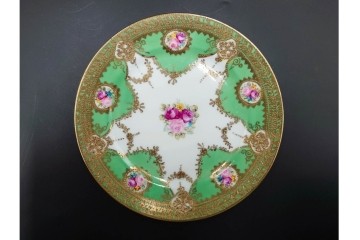 オールドノリタケ(NORITAKE)　マルキ印　金盛と薔薇のデザインが華やかなトリオ2客・カップ&ソーサー1客セット　(R-088012)