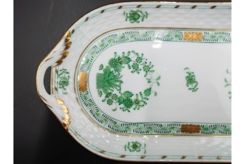 ハンガリー製　HEREND(ヘレンド)　インドの華　気品漂うサービストレー・トリオセット　定価(2点合計)11万6600円　(R-088015)