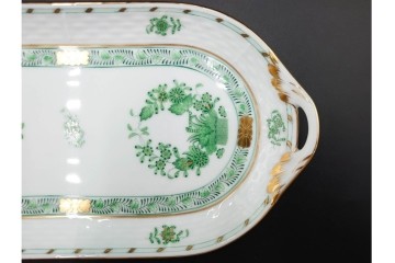 ハンガリー製　HEREND(ヘレンド)　インドの華　気品漂うサービストレー・トリオセット　定価(2点合計)11万6600円　(R-088015)