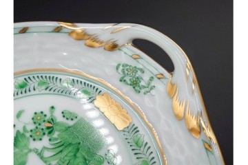 ハンガリー製　HEREND(ヘレンド)　インドの華　気品漂うサービストレー・トリオセット　定価(2点合計)11万6600円　(R-088015)
