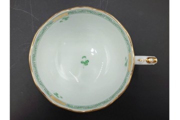 ハンガリー製　HEREND(ヘレンド)　インドの華　気品漂うサービストレー・トリオセット　定価(2点合計)11万6600円　(R-088015)