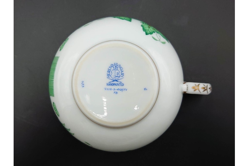 ハンガリー製　HEREND(ヘレンド)　インドの華　気品漂うサービストレー・トリオセット　定価(2点合計)11万6600円　(R-088015)