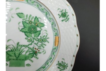 ハンガリー製　HEREND(ヘレンド)　インドの華　気品漂うサービストレー・トリオセット　定価(2点合計)11万6600円　(R-088015)