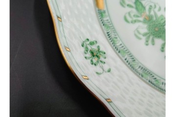ハンガリー製　HEREND(ヘレンド)　インドの華　気品漂うサービストレー・トリオセット　定価(2点合計)11万6600円　(R-088015)