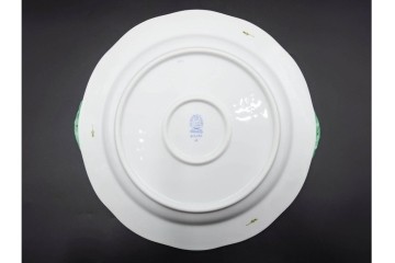 ハンガリー　ヘレンド(HEREND)　ウィーンの薔薇　繊細なグリーンの持ち手が上品なマルケーキプレート　定価7万2600円　(R-088020)