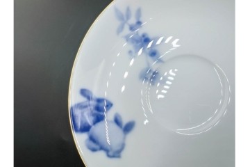 大倉陶園(OKURA/OAC)　ラビットアイブルーベリー　ブルーローズ　上品なトリオ2客セット　(R-088021)