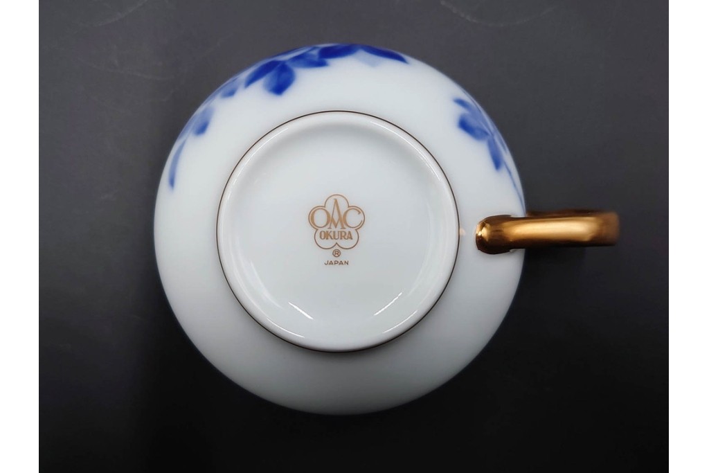 大倉陶園(OKURA/OAC)　ラビットアイブルーベリー　ブルーローズ　上品なトリオ2客セット　(R-088021)