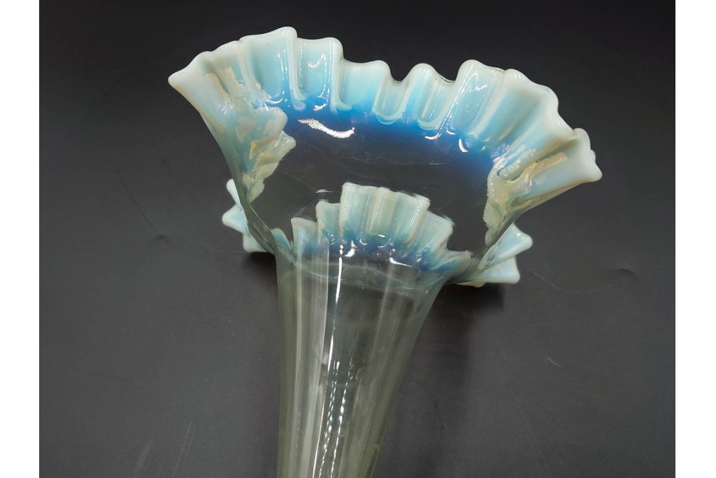 西洋アンティーク　ウランガラス　乳白　フラワーベース・ジャグ・ジャムディッシュセット　(R-088024)