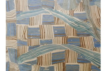 内田泰秀　三越個展　錦練上手　網代とあやめ文の平鉢　共箱付き　(R-088026)
