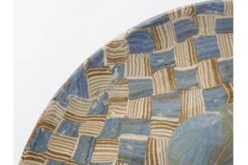 内田泰秀　三越個展　錦練上手　網代とあやめ文の平鉢　共箱付き　(R-088026)