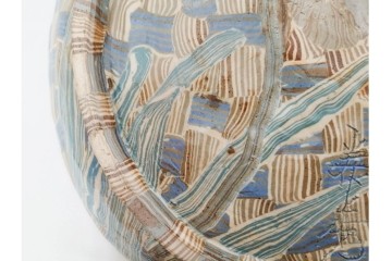 内田泰秀　三越個展　錦練上手　網代とあやめ文の平鉢　共箱付き　(R-088026)