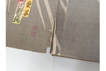 真作　明治期　浮世絵　版画画帳　水野年方・尾形月耕・宮川春汀・楊州周延・梅堂小国政(柳蛙)など　3枚続・6枚続を含む木版画109枚セット　(R-088030)