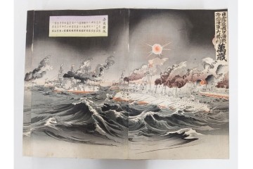 真作　明治期　浮世絵　版画画帳　水野年方・尾形月耕・宮川春汀・楊州周延・梅堂小国政(柳蛙)など　3枚続・6枚続を含む木版画109枚セット　(R-088030)