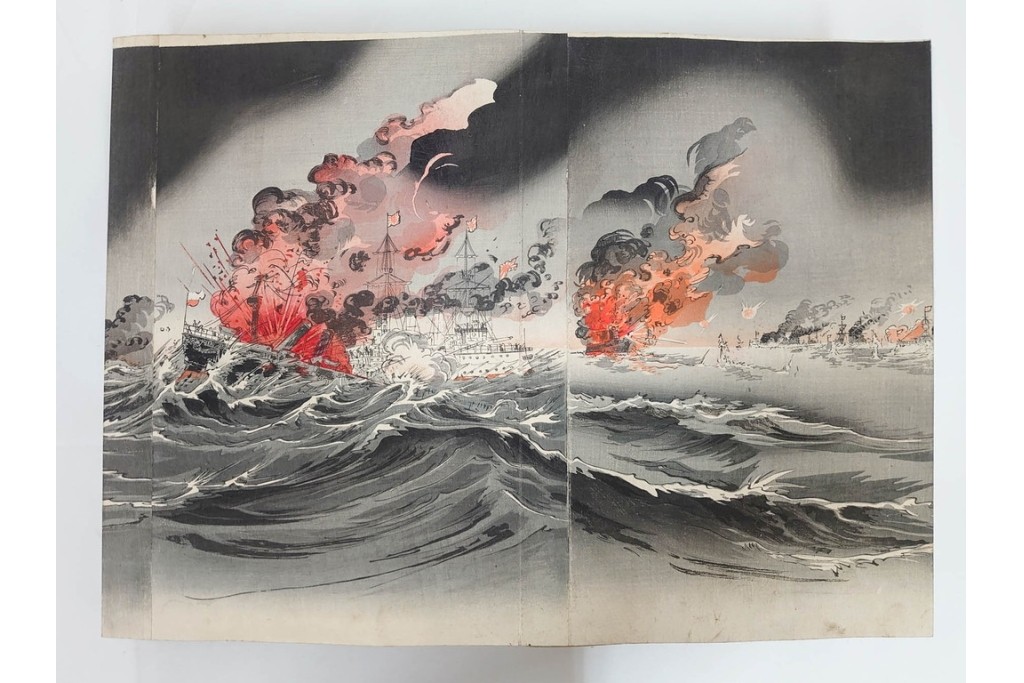 真作　明治期　浮世絵　版画画帳　水野年方・尾形月耕・宮川春汀・楊州周延・梅堂小国政(柳蛙)など　3枚続・6枚続を含む木版画109枚セット　(R-088030)