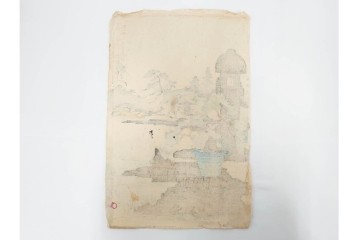 真作　明治期　浮世絵　版画画帳　水野年方・尾形月耕・宮川春汀・楊州周延・梅堂小国政(柳蛙)など　3枚続・6枚続を含む木版画109枚セット　(R-088030)