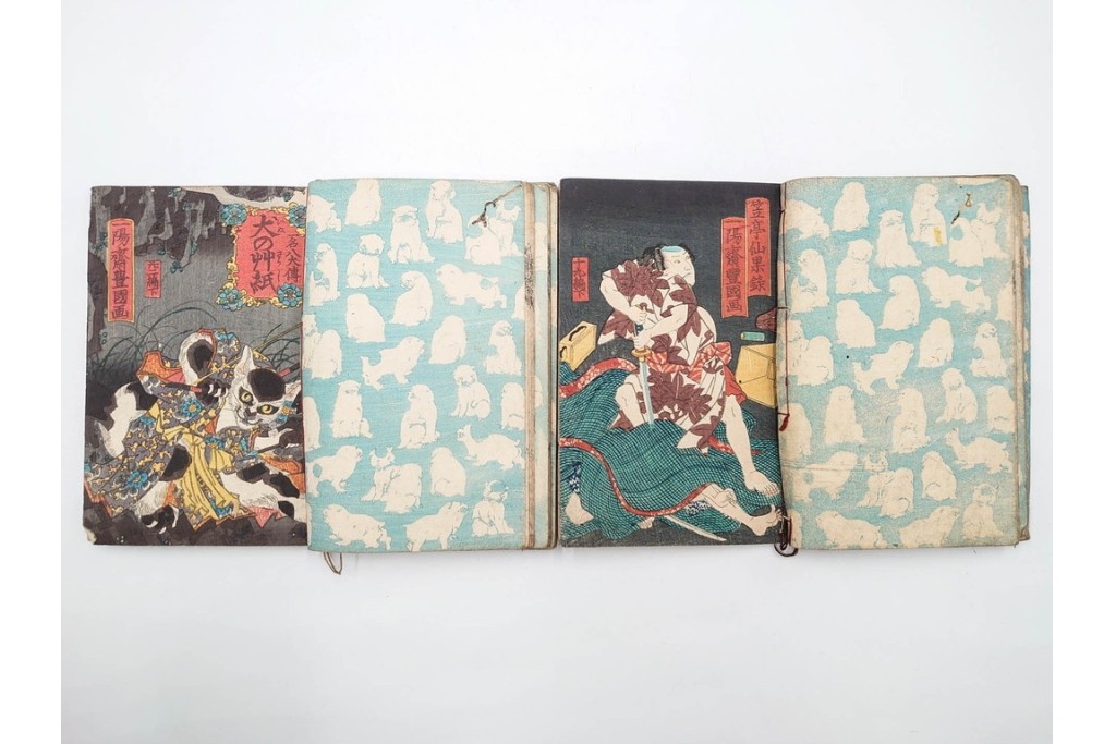 木版画　合巻(合本)　「雪梅芳譚犬の草紙(八犬伝犬の草紙)」　1編から37編・41編から55編　合計104巻(104冊)セット　(R-088031)