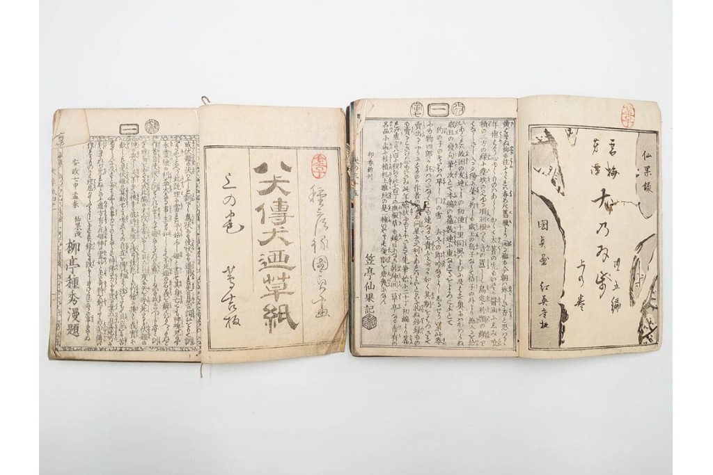 木版画　合巻(合本)　「雪梅芳譚犬の草紙(八犬伝犬の草紙)」　1編から37編・41編から55編　合計104巻(104冊)セット　(R-088031)