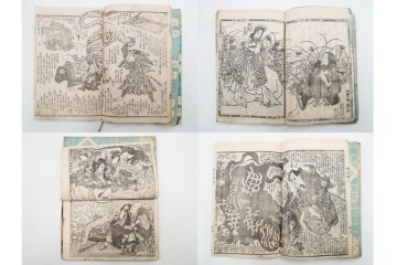 木版画　合巻(合本)　「雪梅芳譚犬の草紙(八犬伝犬の草紙)」　1編から37編・41編から55編　合計104巻(104冊)セット　(R-088031)