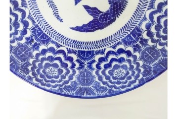明治　伊万里　印判・図変わり　直径約41cm(1尺4寸)　魚文の大皿　(R-088033)
