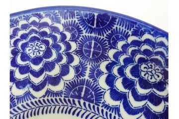 明治　伊万里　印判・図変わり　直径約41cm(1尺4寸)　魚文の大皿　(R-088033)