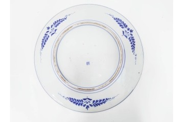 幕末から明治期　古伊万里　染付・金彩　直径47cm(1尺5寸)　余白を活かした鶴文と水辺の草花文が美しい大皿　(R-088035)