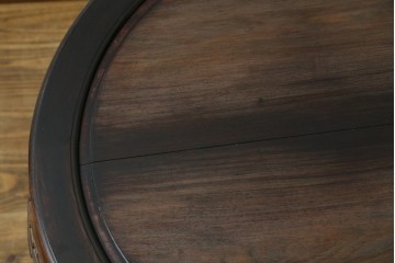 中国アンティーク　中国古玩　花梨(カリン)材　東洋美術様式の彫刻装飾が施された入れ子式スツール付き円卓　(R-088041)