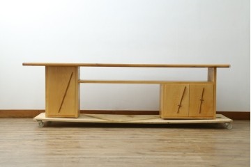 中古　LIVING HOUSE(リビングハウス)　SYU(集・シュウ)　楡(ニレ)材　ユニークな造形と天板の木目が魅力のテレビボード　(R-088044)