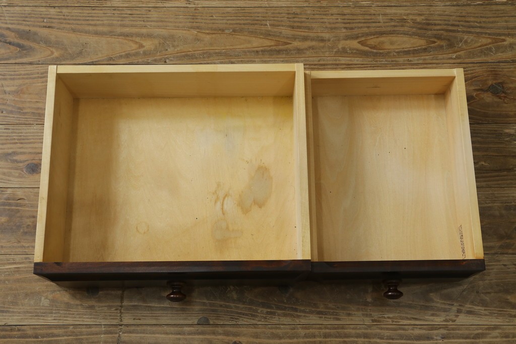 中古　北海道民芸家具　HM160K　たっぷりの収納力がうれしい引き出し5杯付きの食器棚　(R-088047)