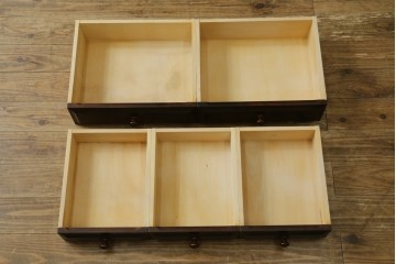 中古　北海道民芸家具　HM160K　たっぷりの収納力がうれしい引き出し5杯付きの食器棚　(R-088047)